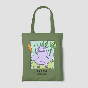 Szarni Mindenre - Békás vászontáska - táska & tok - bevásárlás & shopper táska - shopper, textiltáska, szatyor - Meska.hu