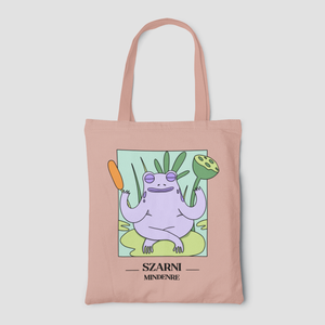 Szarni Mindenre - Békás vászontáska - táska & tok - bevásárlás & shopper táska - shopper, textiltáska, szatyor - Meska.hu