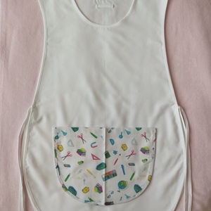 Női fehér lapköpeny,mintás zsebbel  - Meska.hu