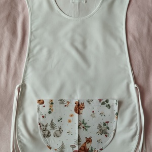 Női fehér lapköpeny,mintás zsebbel  - Meska.hu