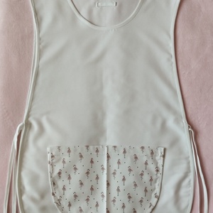 Női fehér lapköpeny,mintás zsebbel  - Meska.hu