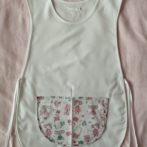 Női fehér lapköpeny,mintás zsebbel  - Meska.hu