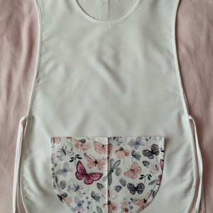 Női fehér lapköpeny,mintás zsebbel  - Meska.hu