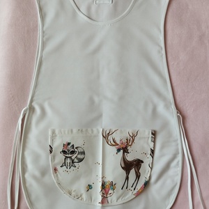 Női fehér lapköpeny,mintás zsebbel  - Meska.hu