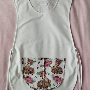 Női fehér lapköpeny,mintás zsebbel , ovis , munkaruha  - Meska.hu