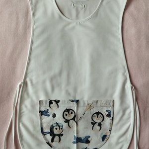 Női fehér lapköpeny, Pingvin ? mintás zsebbel , ovis , munkaruha , Ruha & Divat, Női ruha, Tunika, Varrás, MESKA