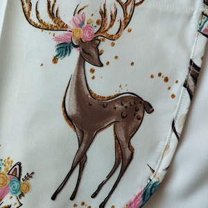 Női fehér lapköpeny, Őz  mintás zsebbel , ovis , munkaruha  - ruha & divat - női ruha - tunika - Meska.hu