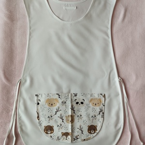 Női fehér lapköpeny, Maci ? , Cica ?, Kutya ? mintás zsebbel , ovis , munkaruha , Ruha & Divat, Női ruha, Tunika, Varrás, MESKA