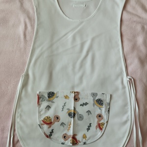 Női fehér lapköpeny, Teknős ?mintás zsebbel , ovis , munkaruha , Ruha & Divat, Női ruha, Tunika, Varrás, MESKA