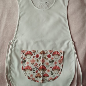 Női fehér lapköpeny, Gomba ? mintás zsebbel , ovis , munkaruha , Ruha & Divat, Női ruha, Tunika, Varrás, MESKA