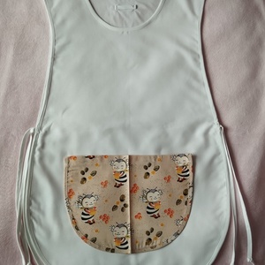 Női fehér lapköpeny, Méhecske ? mintás zsebbel , ovis , munkaruha , Ruha & Divat, Női ruha, Tunika, Varrás, MESKA