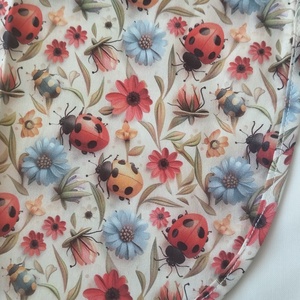 Női fehér lapköpeny, Katica �mintás zsebbel , ovis , munkaruha  - ruha & divat - női ruha - tunika - Meska.hu