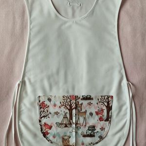 Női fehér lapköpeny, Őz ?, Róka ?, Bagoly ? mintás zsebbel , ovis , munkaruha , Ruha & Divat, Női ruha, Tunika, Varrás, MESKA