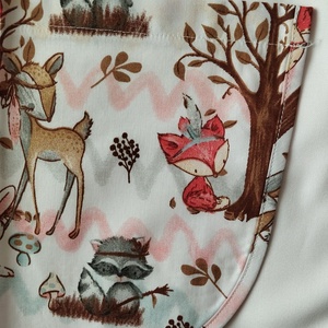 Női fehér lapköpeny, Őz , Róka , Bagoly � mintás zsebbel , ovis , munkaruha  - ruha & divat - női ruha - tunika - Meska.hu