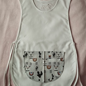 Női fehér lapköpeny, Láma ? mintás zsebbel , ovis , munkaruha , Ruha & Divat, Női ruha, Tunika, Varrás, MESKA