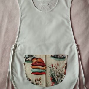 Női fehér lapköpeny, Capibara ?mintás zsebbel , ovis , munkaruha , Ruha & Divat, Női ruha, Tunika, Varrás, MESKA