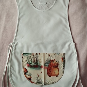 Női fehér lapköpeny, Capibara ?mintás zsebbel , ovis , munkaruha , Ruha & Divat, Női ruha, Tunika, Varrás, MESKA