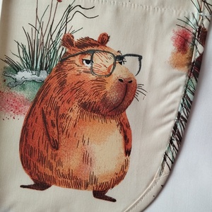 Női fehér lapköpeny, Capibara �mintás zsebbel , ovis , munkaruha  - ruha & divat - női ruha - tunika - Meska.hu