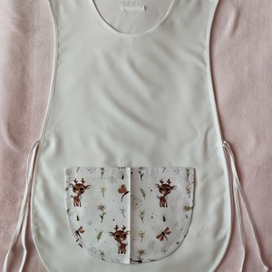 Női fehér lapköpeny, Őz ?mintás zsebbel , ovis , munkaruha , Ruha & Divat, Női ruha, Tunika, Varrás, MESKA