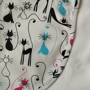 Női fehér lapköpeny, Cica �� mintás zsebbel , ovis , munkaruha  - ruha & divat - női ruha - tunika - Meska.hu