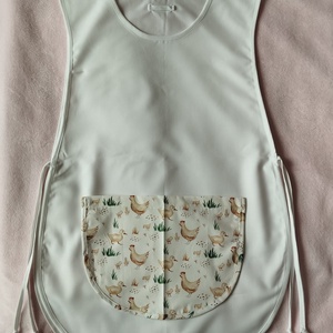 Női fehér lapköpeny, Baromfi ? ? ?mintás zsebbel , ovis , munkaruha , Ruha & Divat, Női ruha, Tunika, Varrás, MESKA