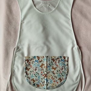 Női fehér lapköpeny, Pillangó ? mintás zsebbel , ovis , munkaruha , Ruha & Divat, Női ruha, Tunika, Varrás, MESKA