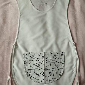 Női fehér lapköpeny, Hangjegy ? mintás zsebbel , ovis , munkaruha , Ruha & Divat, Női ruha, Tunika, Varrás, MESKA