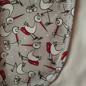 Női fehér lapköpeny, Gólya mintás zsebbel , ovis , munkaruha  - ruha & divat - női ruha - tunika - Meska.hu