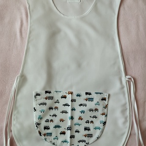 Női fehér lapköpeny, Jármű ??? mintás zsebbel , ovis , munkaruha , Ruha & Divat, Női ruha, Tunika, Varrás, MESKA