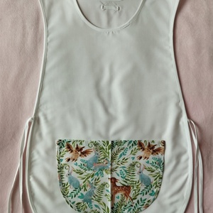 Női fehér lapköpeny,Őz ?, Bagoly ?, Nyuszi ? mintás zsebbel , ovis , munkaruha , Ruha & Divat, Női ruha, Tunika, Varrás, MESKA