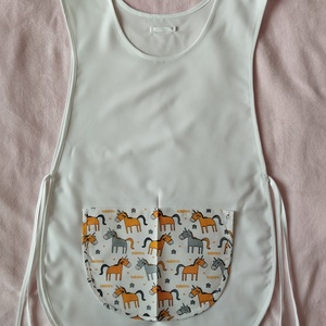 Női fehér lapköpeny, Unikornis ? mintás zsebbel , ovis , munkaruha , Ruha & Divat, Női ruha, Tunika, Varrás, MESKA