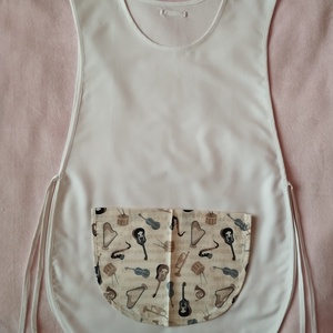 Női fehér lapköpeny, Hangszer ? ? ?mintás zsebbel , ovis , munkaruha , Ruha & Divat, Női ruha, Tunika, Varrás, MESKA