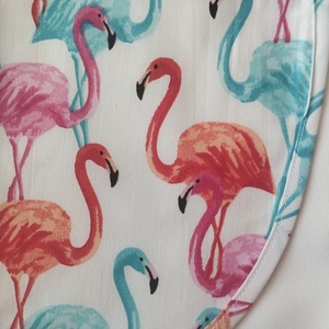 Női fehér lapköpeny, Flamingó �mintás zsebbel , ovis , munkaruha  - ruha & divat - női ruha - tunika - Meska.hu