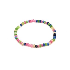 Achát fazettált színezett pink-zöld-kék korong karkötő 43 mm, Ékszer, Karkötő, Ásványkarkötő, , MESKA