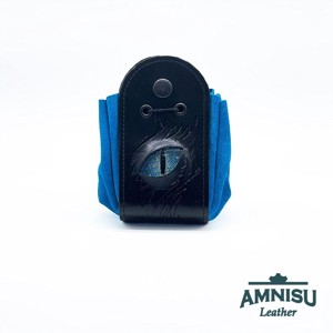 Fekete - világoskék sárkányszemes bőr 2in1 szütyő és kockatálca - Ryen - játék & sport - szerepjáték - Meska.hu