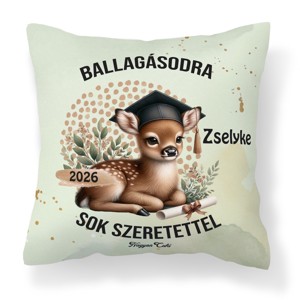 Ballagás 2026: őzike mintás egyedi párna névvel - személyre szabott emlék (POLI40-0404) - Meska.hu