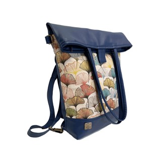 SuziartBag Sötétkék-drapp ginkgo mintás 3in1 táska - táska & tok - kézitáska & válltáska - válltáska - Meska.hu