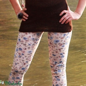 Drapp virágos leggings - Meska.hu