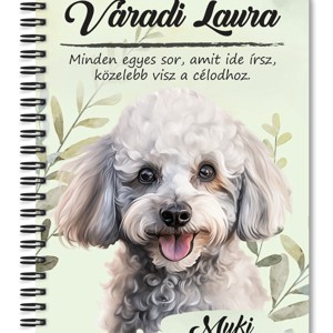 Személyre szabható - Kis fehér uszkár portré mintás A6-os füzet, Otthon & Életmód, Papír, írószer, Jegyzetfüzet & Napló, , MESKA