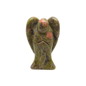 Unakit angyal figura 4,5-5 cm � barna-rózsaszín ásvány dísztárgy - Meska.hu