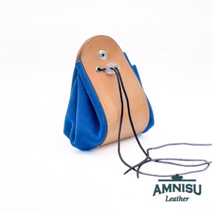 Bézs - kék sárkányszemes bőr 2in1 szütyő és kockatálca - Karen - játék & sport - szerepjáték - Meska.hu