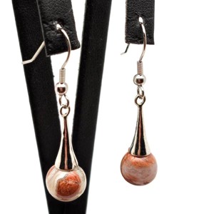 Fülbevaló golyó jáspis breccsa pálcás 10-10,5mm, Ékszer, Fülbevaló, Lógó fülbevaló, , MESKA