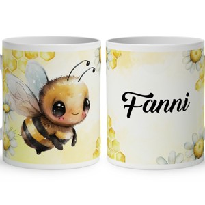Névvel kérhető - Repülő cuki méhecske mintás bögre, Otthon & Életmód, Konyhafelszerelés, tálalás, Tálalás, Bögre & Csésze, , MESKA