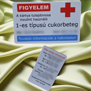 Vészhelyzeti kártya cukorbetegek részére, Művészet, Naptárkártyák, sportkártyák, Fotó, grafika, rajz, illusztráció, MESKA