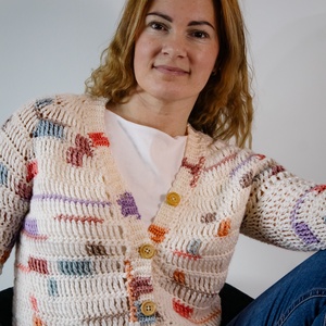 Horgolt színes raglán kardigán, Ruha & Divat, Női ruha, Kardigánok, Horgolás, MESKA