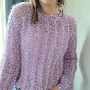Horgolt levendula lila mohair felső - ruha & divat - női ruha - pulóver - Meska.hu