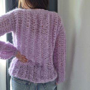 Horgolt levendula lila mohair felső - ruha & divat - női ruha - pulóver - Meska.hu