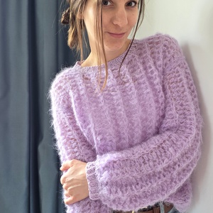 Horgolt levendula lila mohair felső, Ruha & Divat, Női ruha, Pulóver, Horgolás, MESKA