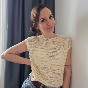 Kötött hatású horgol felső, Ruha & Divat, Női ruha, Póló, felső, Horgolás, MESKA