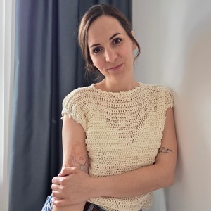 Kötött hatású horgol felső - ruha & divat - női ruha - póló, felső - Meska.hu